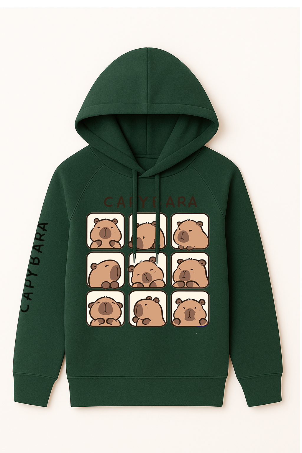 Hoodie Capybara Verde – Naturaleza y Comodidad a Todo Color