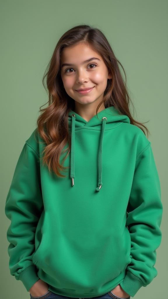 Hoodie unicolor verde para niña