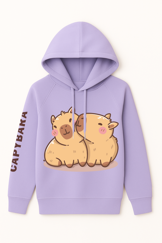 Hoodie Capybara Lila Besitos – Amor y Ternura en Cada Abrazo