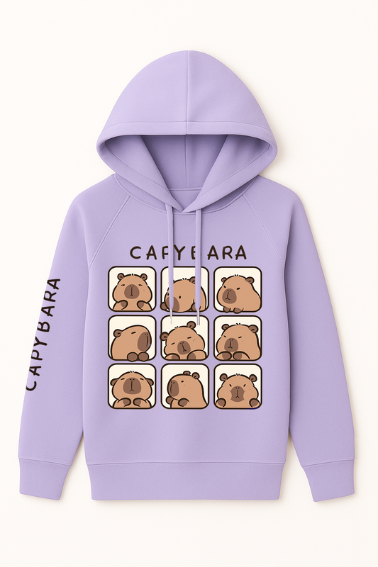 Hoodie Capybara Lila – Suavidad y Dulzura en Cada Detalle