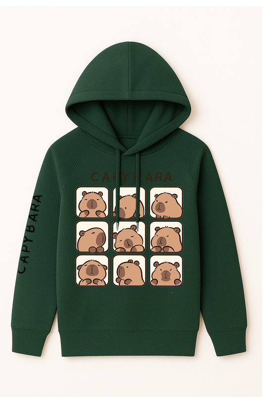 Hoodie Capybara Verde – Naturaleza y Comodidad a Todo Color