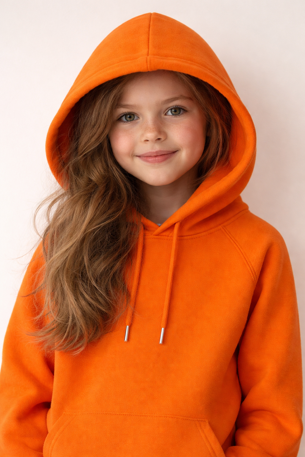 Hoodie unicolor naranja para niña