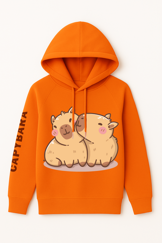 Hoodie Capybara Naranja tiernos – Diversión y Originalidad