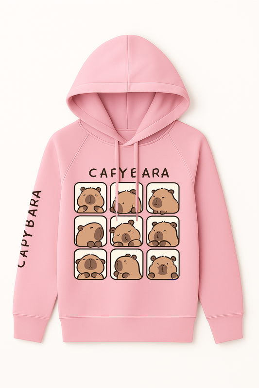 Hoodie Capybara Rosa – Ternura en un Diseño Rosa Pastel