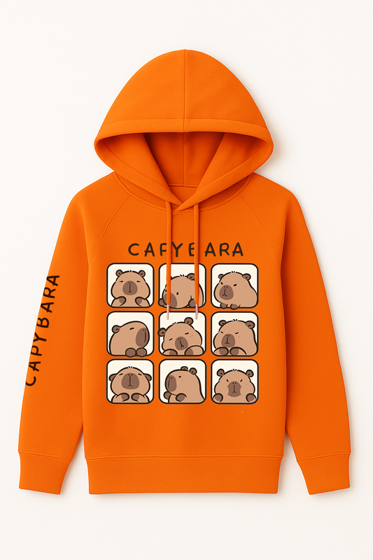 Hoodie Capybara Naranja – Diversión y Originalidad con Estilo